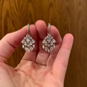 Cubic zirconia rhodium plated earrings
